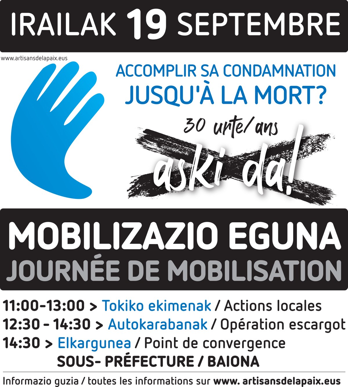 ELA se suma a las movilizaciones en favor de los derechos de los presos vascos promovidas por los Artesanos de la Paz este sábado en Iparralde