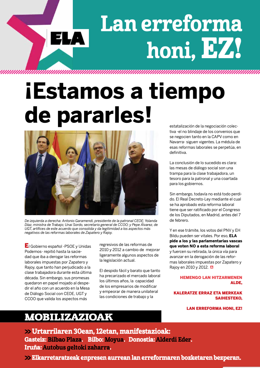 ¡Estamos a tiempo de parar la reforma laboral!