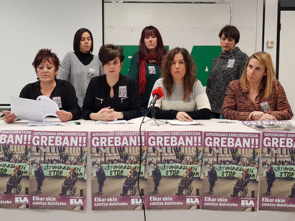 Las trabajadoras de las residencias y centros de día de Gipuzkoa en huelga a partir del 24 de diciembre