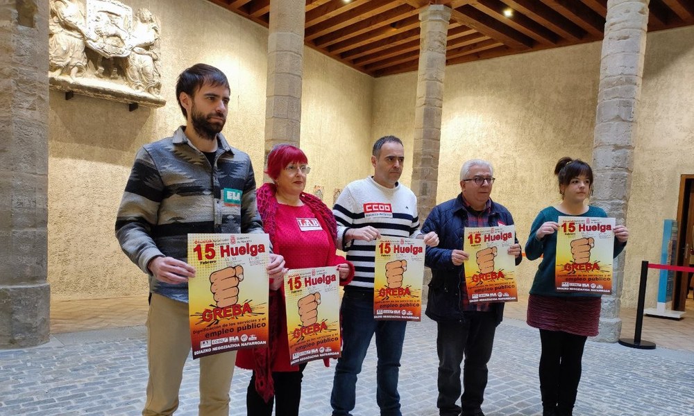 Huelga en todo el sector público de Navarra el 15 de febrero