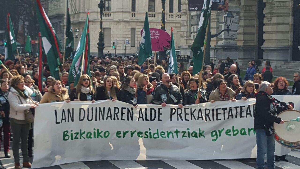 Huelga exitosa en las residencias de Bizkaia