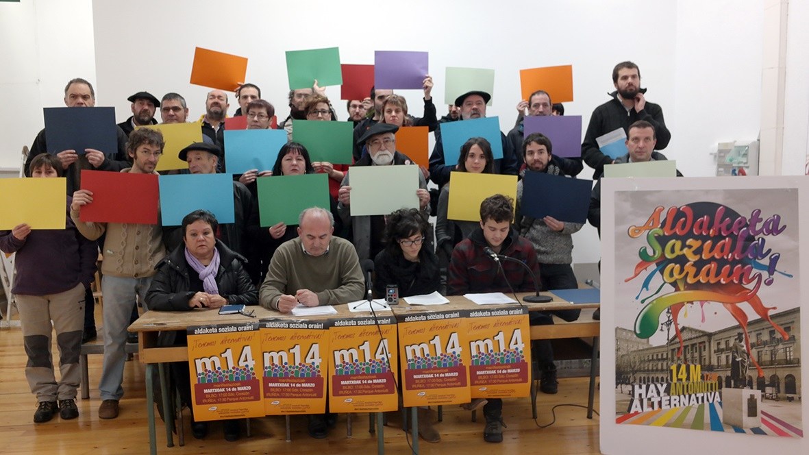 La Carta de los Derechos Sociales de Euskal Herria convoca marchas para el 14 de marzo en Iruñea y Bilbo