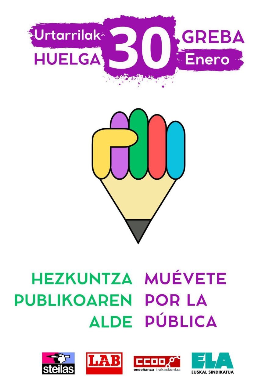 Los sindicatos se reafirman en la convocatoria del 30 de enero ante la postura cerrada del Departamento de Educación