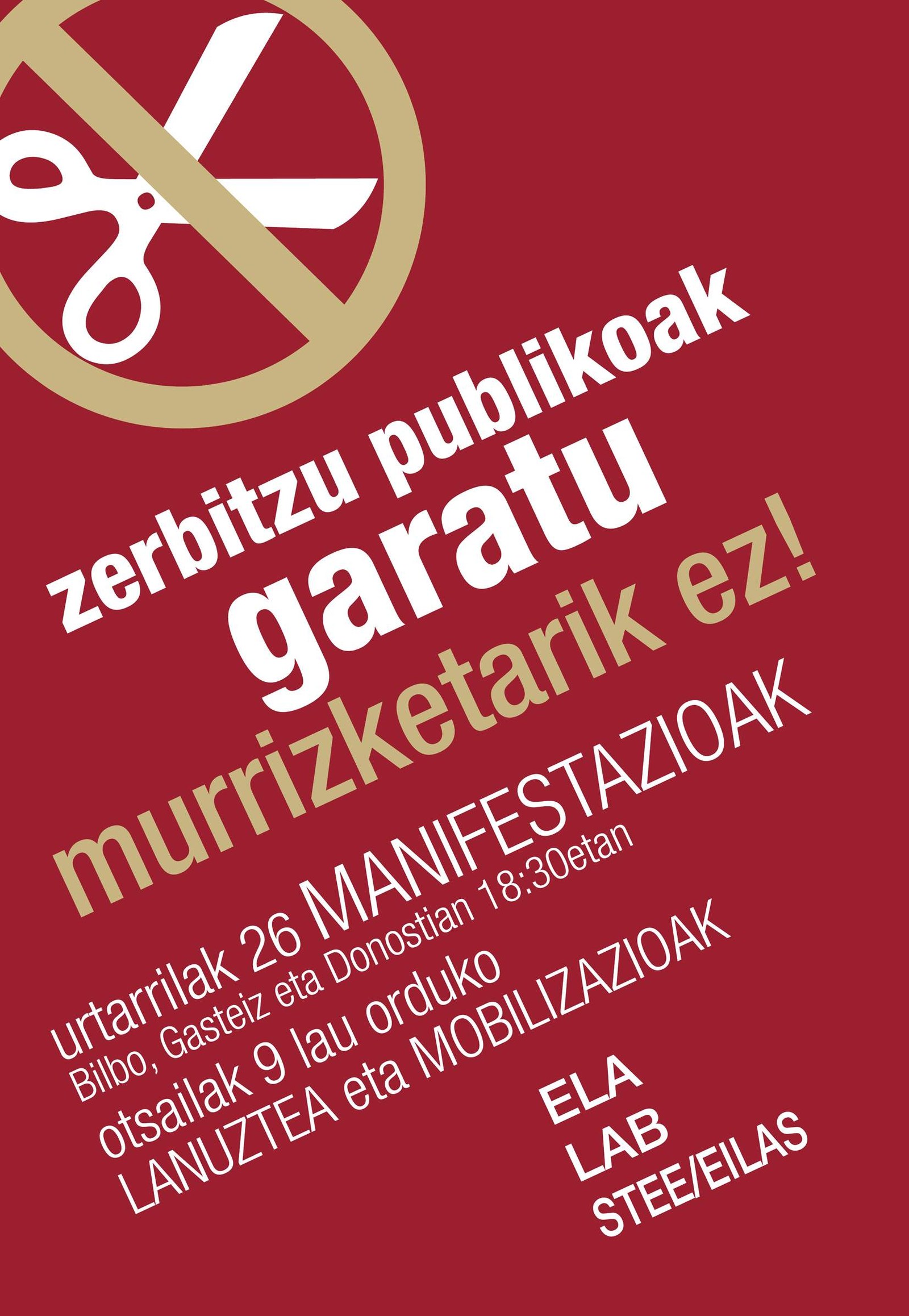 Manifestaciones en las tres capitales de la CAPV, con motivo de la huelga en los servicios públicos