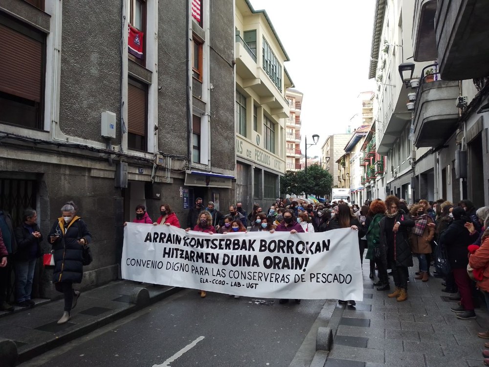 Seguimiento prácticamente total en la huelga del sector de Conservas de Bizkaia