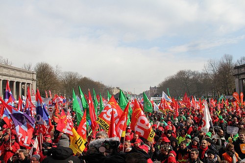 Una delegación de ELA participó en la manifestación de Bruselas