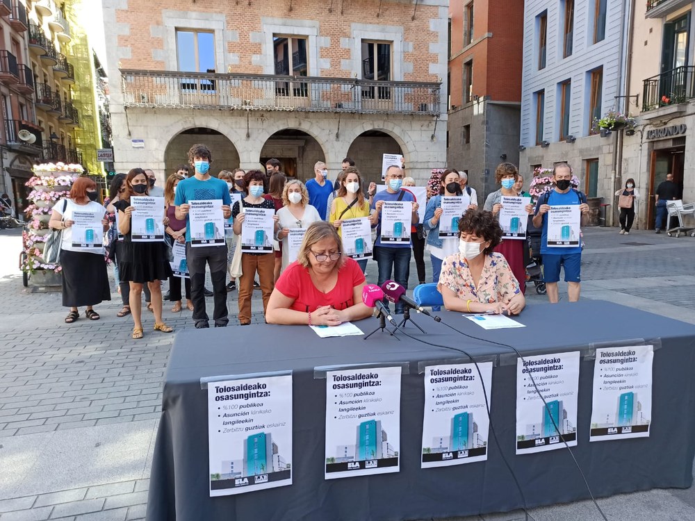 ELA y LAB exigen que el nuevo hospital de Tolosaldea sea 100 % público y que el personal de la Clínica Asunción sea subrogado