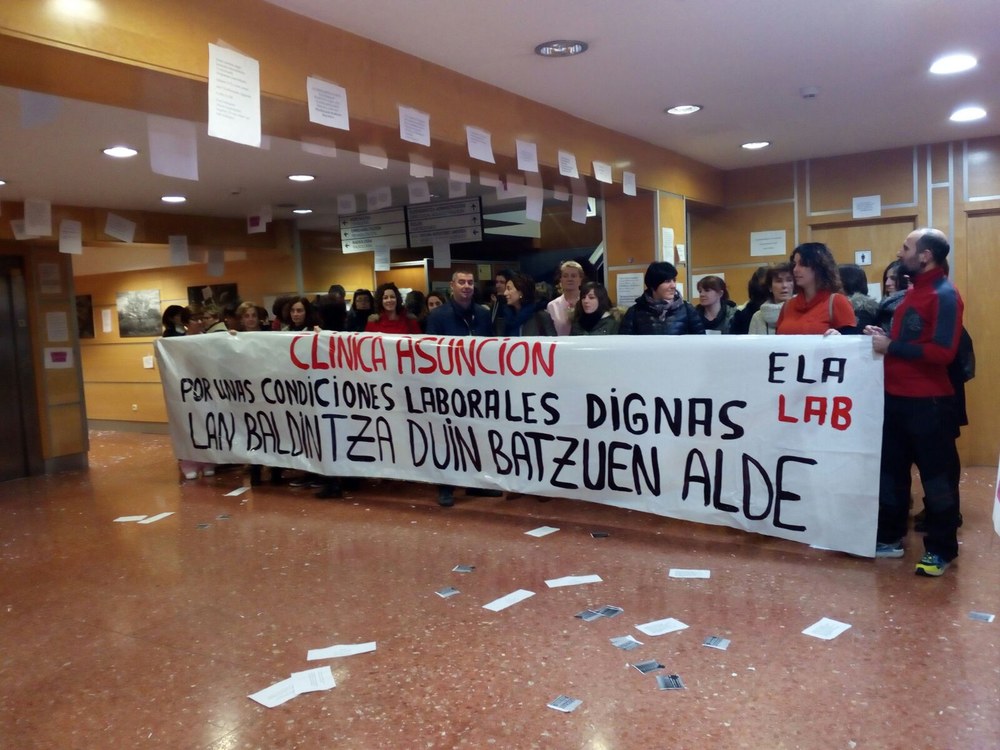 Los y las trabajadoras de la Clínica Asunción mantienen la convocatoria de huelga