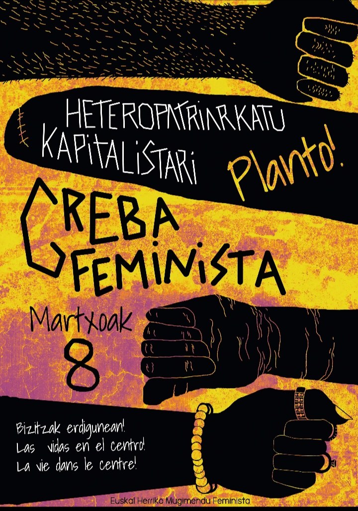 Los cuidados como eje central de la huelga general del 8M convocada por el movimiento feminista de EH
