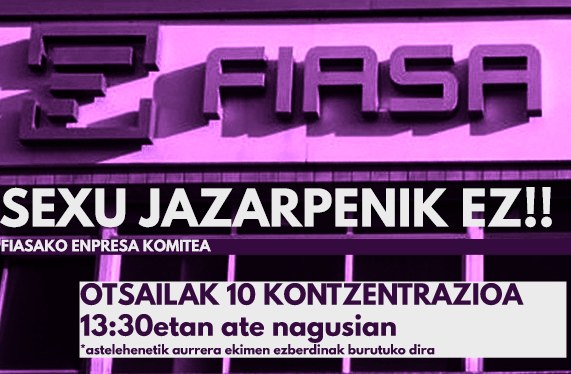 Movilizaciones en FIASA para denunciar la actitud de la empresa ante el caso de abuso y acoso sexual de una trabajadora