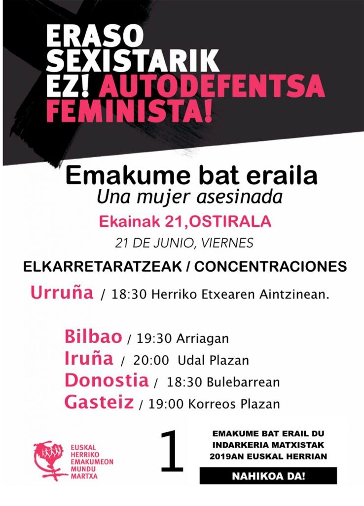 La plataforma Euskal Herriko Emakumeon Mundu Martxa llama a la movilización frente a los últimos asesinatos por violencia machista