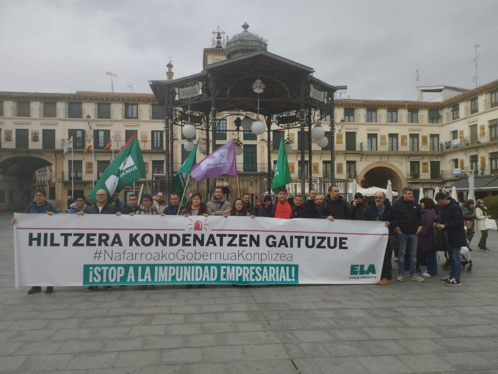 ELA se concentra en Tudela para denunciar la muerte laboral del lunes