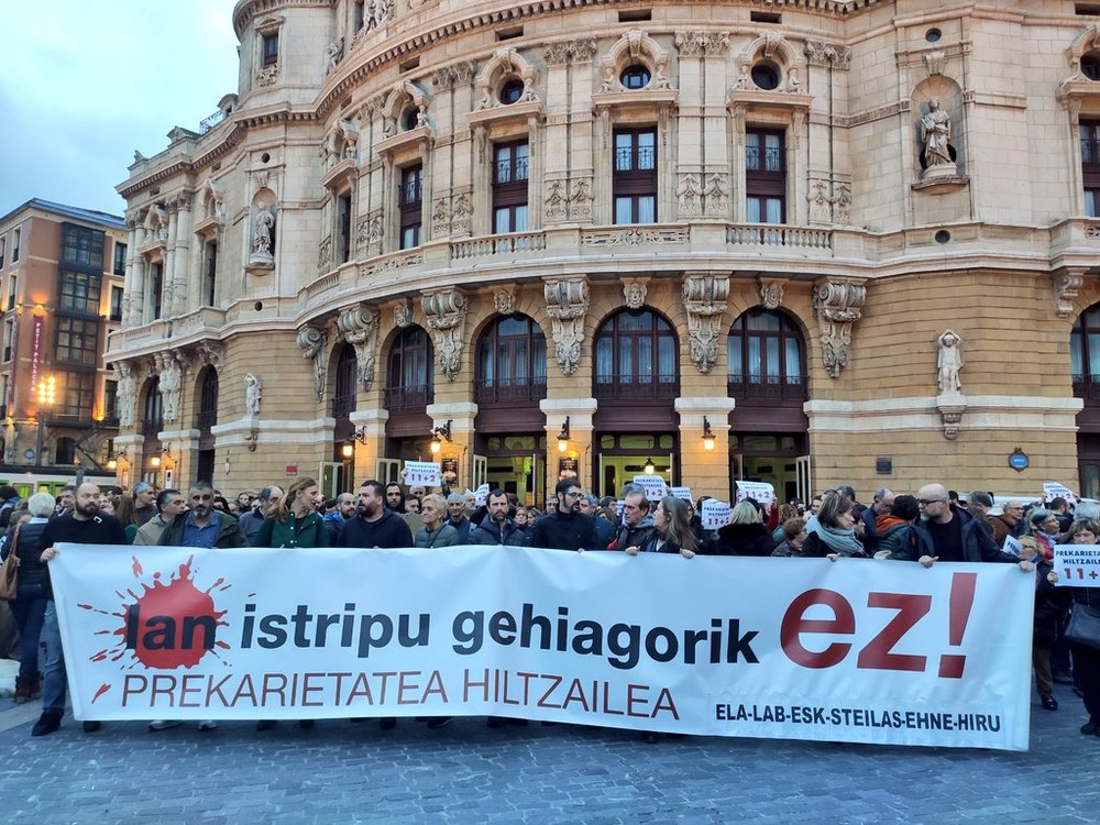 Movilización en Bilbao para denunciar que la precariedad mata #PrekaritateaHiltzailea