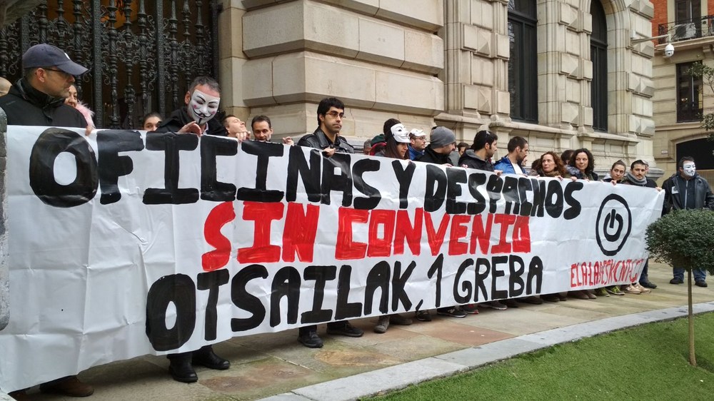 El 1 de febrero huelga en el sector de oficinas y despachos de Bizkaia