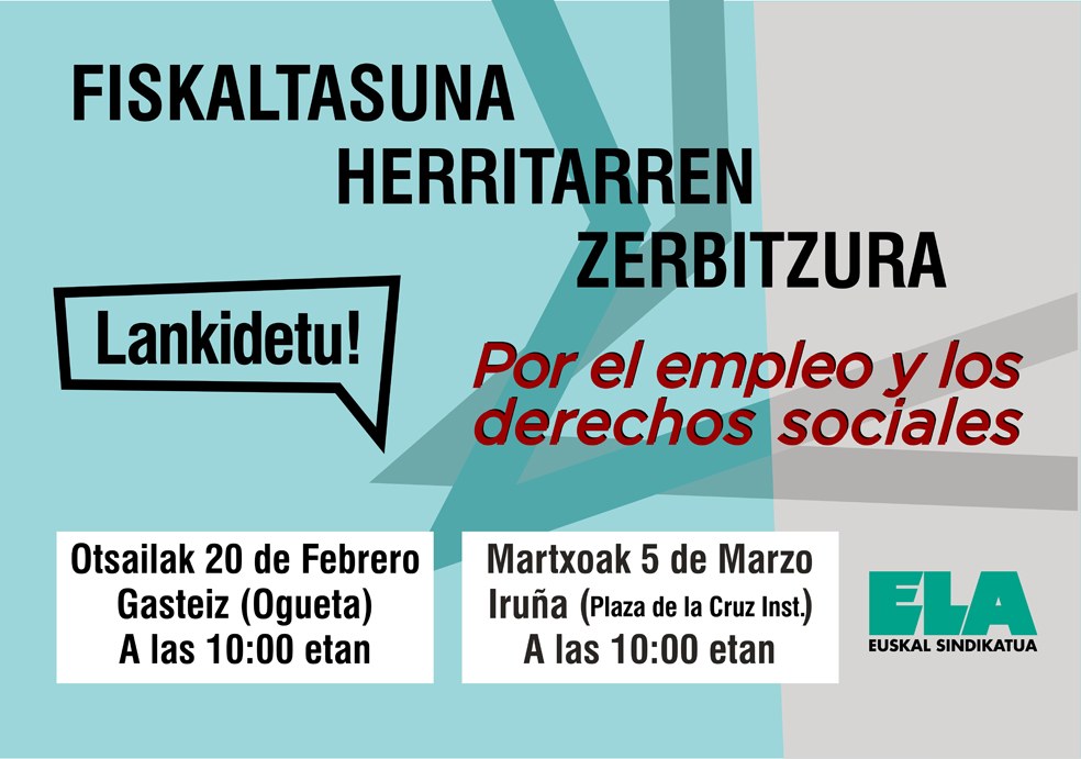 “Fiskalitatea herritarron zerbitzura” lemapean manifestazioak Gasteiz eta Iruñan