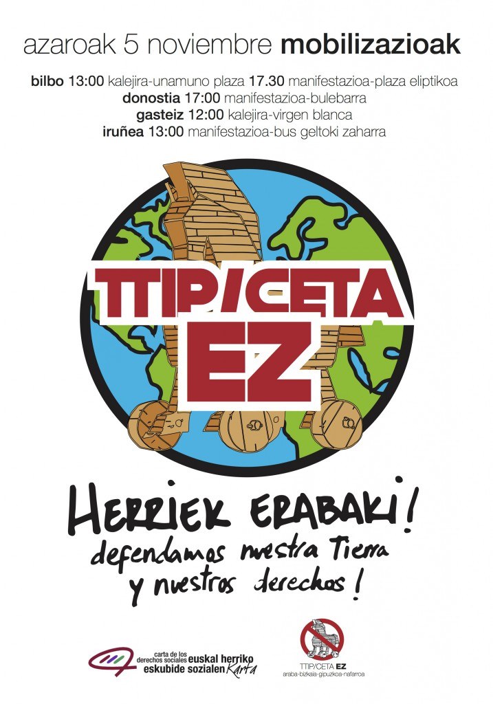 Azaroak 5, TTIP eta CETA hitzarmenen aurkako mobilizazio eguna