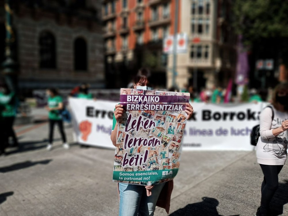 Bizkaiko egoitzetako langileen mobilizazioak enplegua defendatzeko eta hitzarmena berritzeko