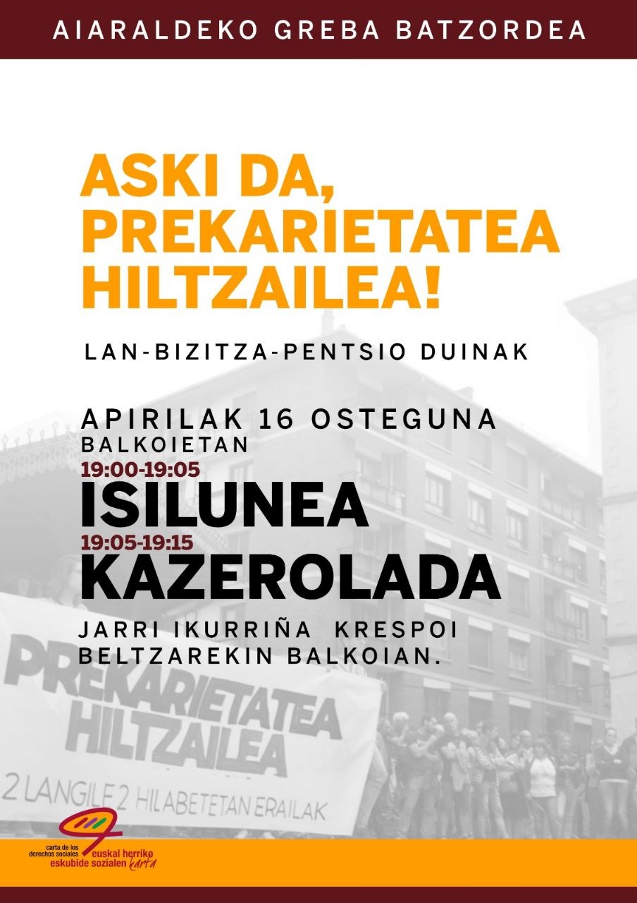 Bost minutuko isilunea, kazerolada eta elkarretaratzea Arrigorriagako Talleres Berasategui enpresan langile baten heriotza salatzeko