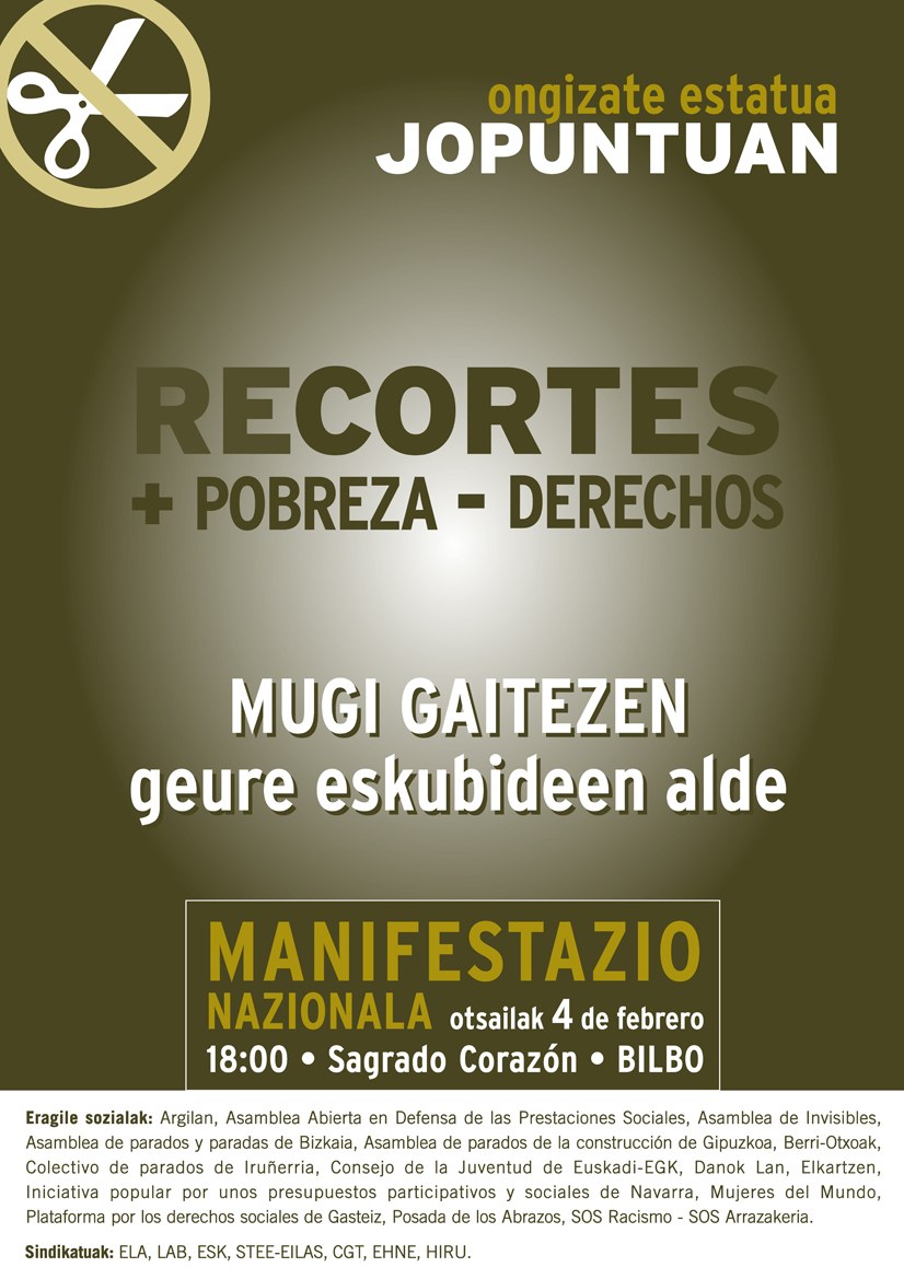 Datorren larunbatean gure eskubideen aldeko manifestazioa Bilbon