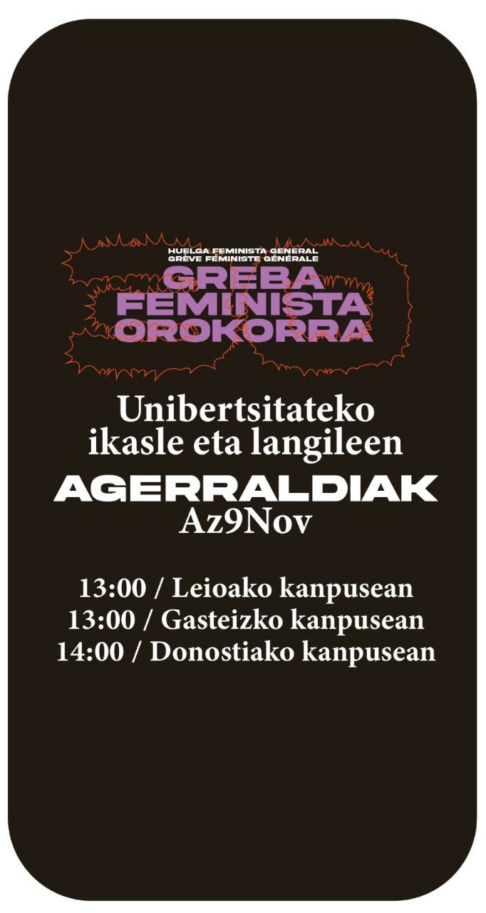 EHUko ikasle eta langileak, greba feminista orokorrarekin bat