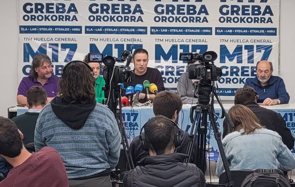 ELA, LAB, Steilas, Hiru eta Etxalde sindikatuek: greba orokor arrakastatsua izango da
