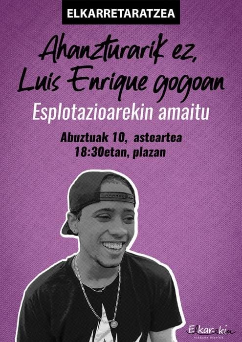 ELAk bat egiten du Luis Enrique Sorianoren heriotza salatzeko mobilizazioekin