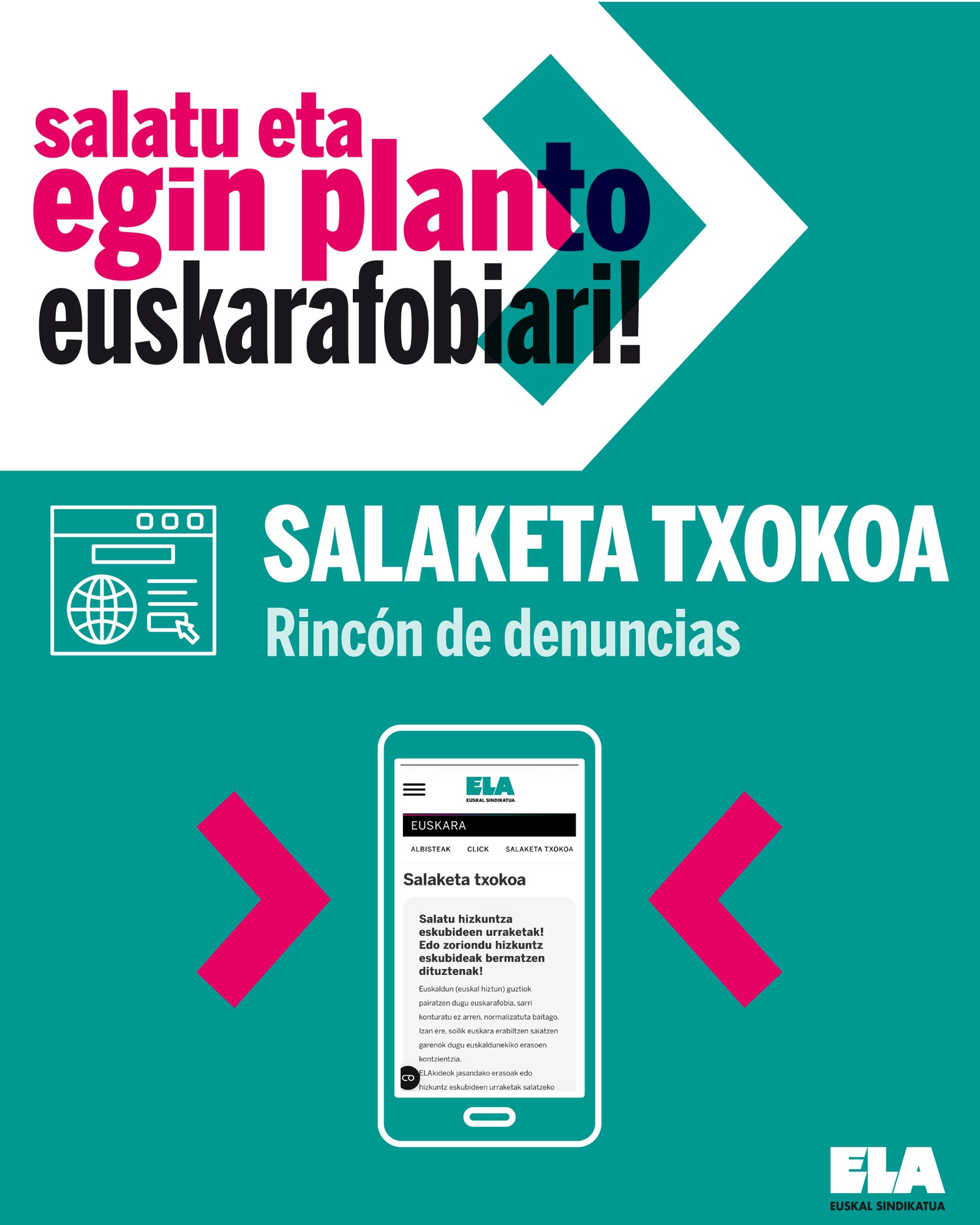 ELAk ‘euskarafobia gida’ argitaratu eta salaketa txokoa jarri du martxan