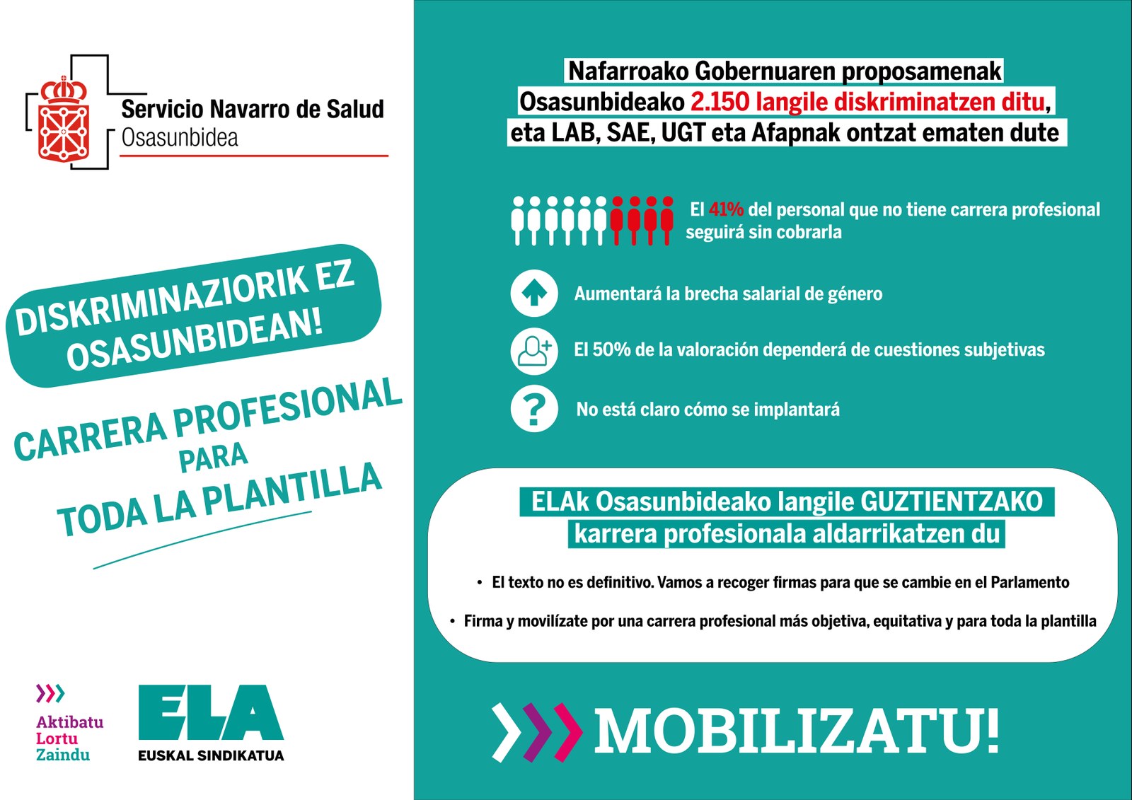 ELAk sinadurak bilduko ditu garapen profesionala langile guztiei aplikatzeko, eta bere proposamena Parlementuko Taldeei aurkeztuko die ELAk sinadurak bilduko ditu garapen profesionala langile guztiei aplikatzeko, eta bere proposamena Parlementuko Taldeei aurkeztuko die