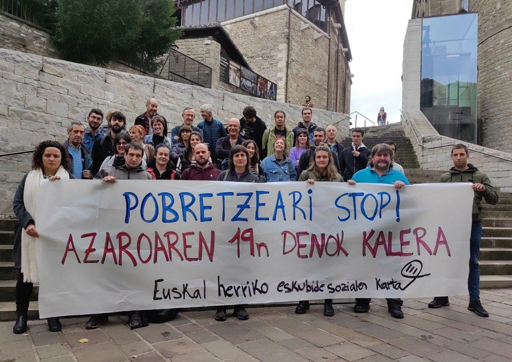 Euskal Herriko Eskubide Sozialen Kartak pobretzearen aurkako manifestazioak deitu ditu azaroaren 19rako