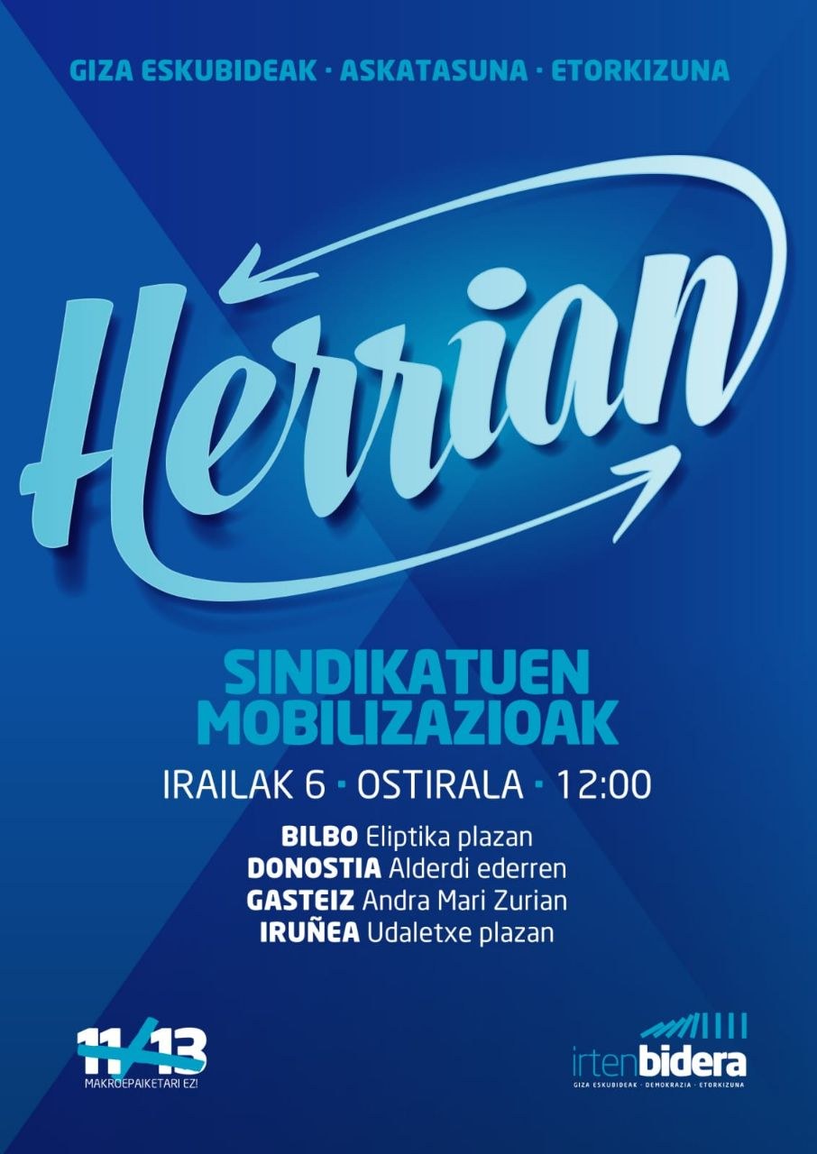 Euskal presoei sostengua ematen dieten kolektiboei babesa adierazteko mobilizazioa #I14GoazenBilbora