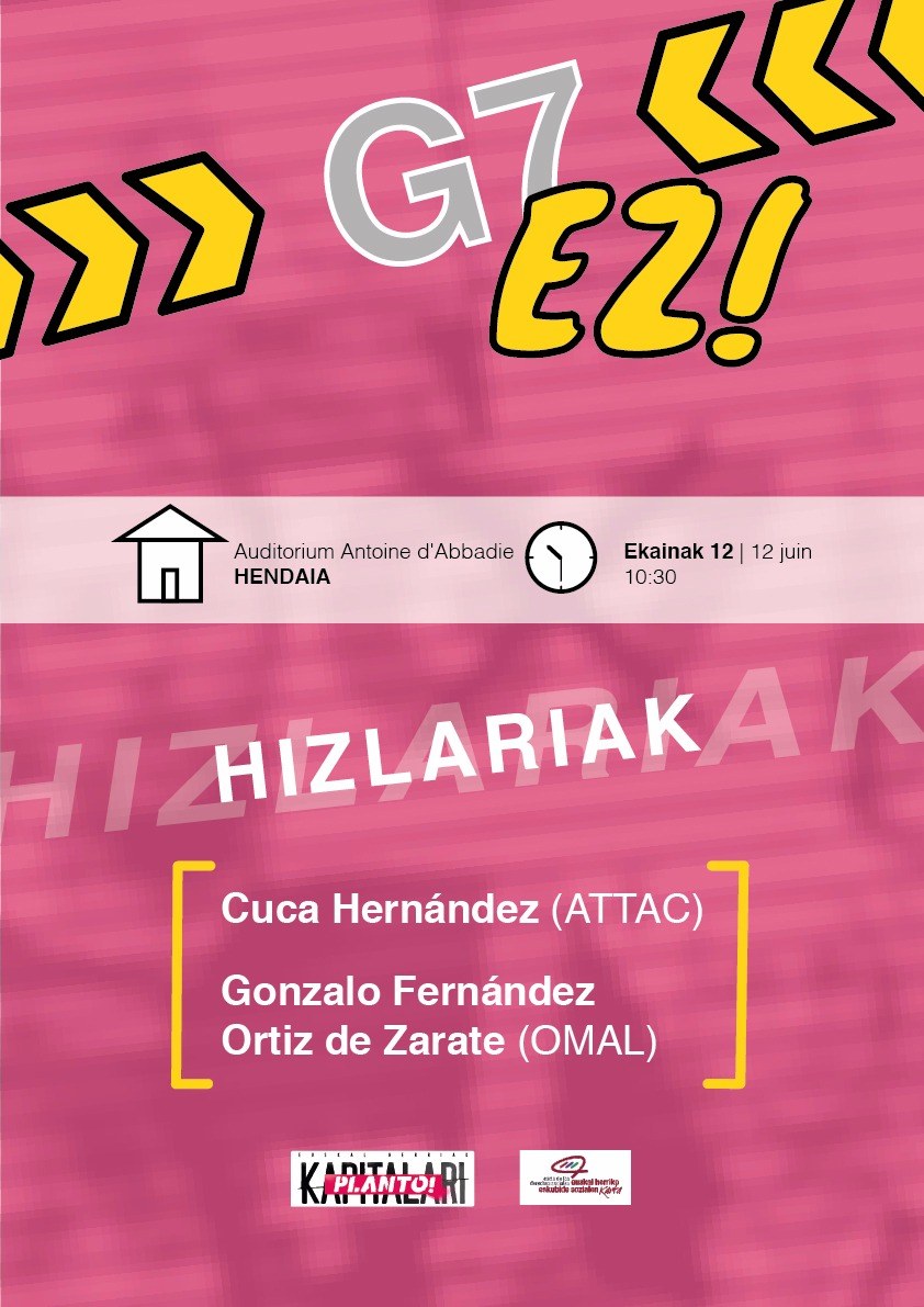 G-7ak Miarritzen egingo duen goi-bileraren aurkako ekitaldia Hendaian