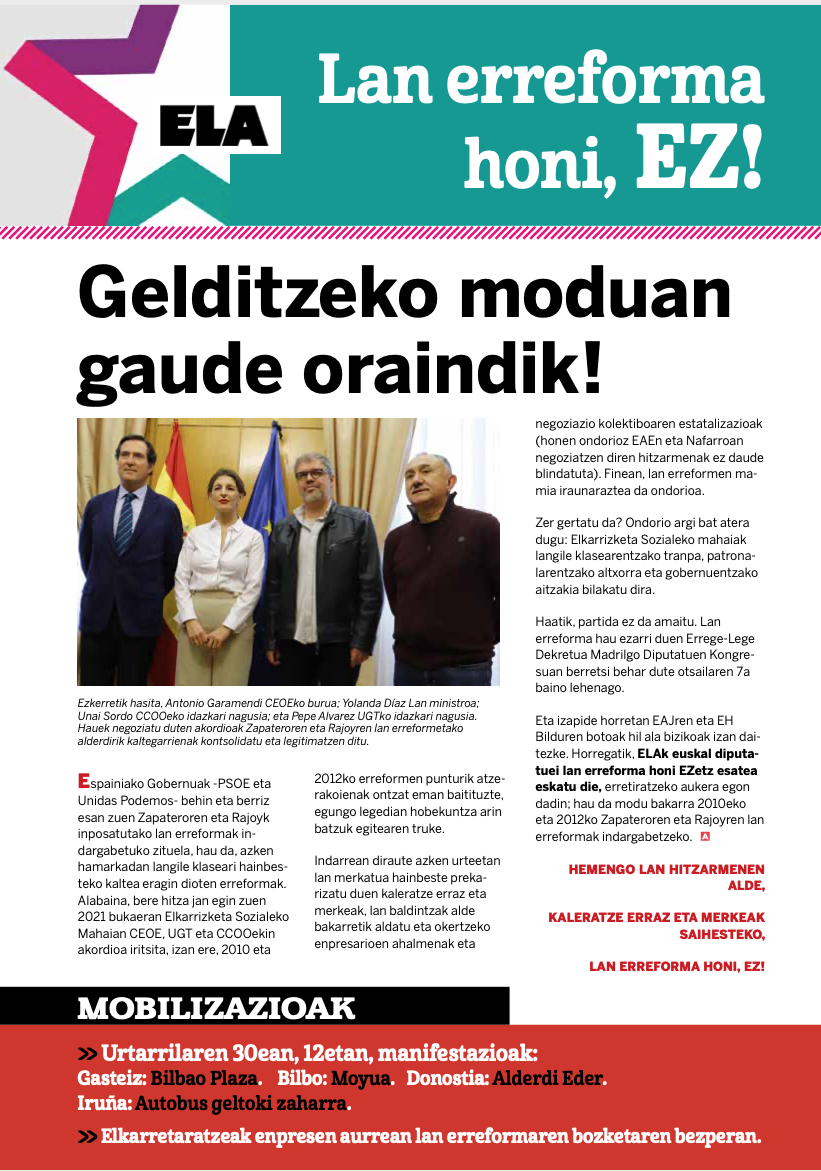 Garaiz gaude lan-erreforma gelditzeko! Garaiz gaude lan-erreforma gelditzeko!