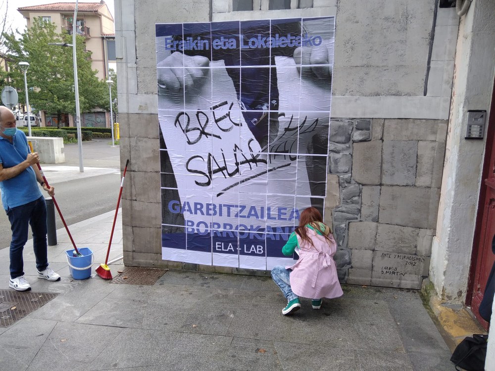 Gipuzkoako Eraikin eta Lokalen Garbikuntzako langileen soldata-arrakalak salatzeko mosaikoa