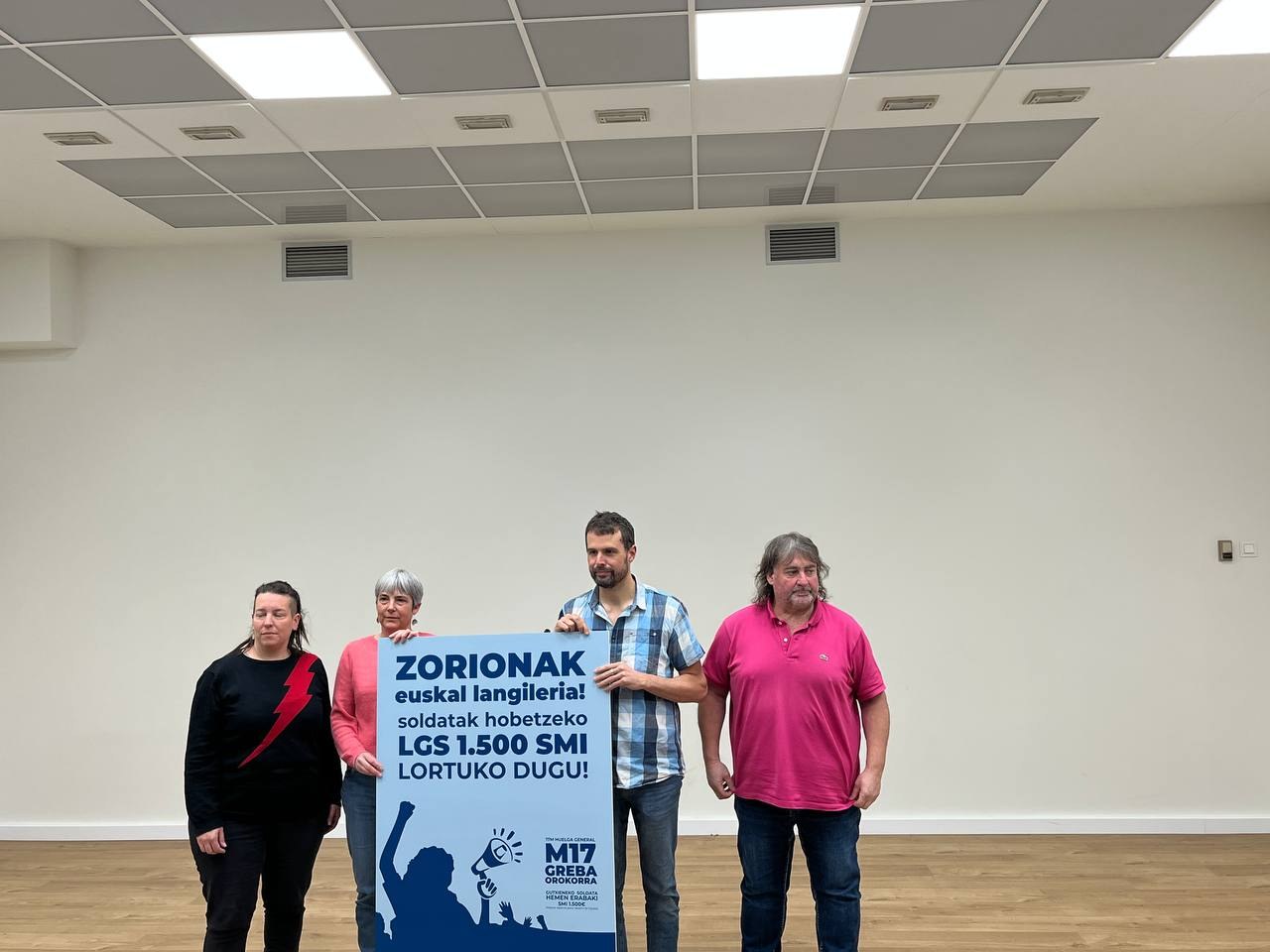 Gizartearen aldarriak Gobernuak eta patronalak behartu behar ditu LGS propioa ezartzera