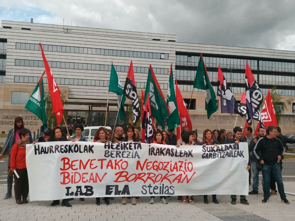 ELA, LAB eta STEILASek dei egiten diete langile, familia eta herritarrei bat egin dezaten datorren asteko mobilizazioekin
