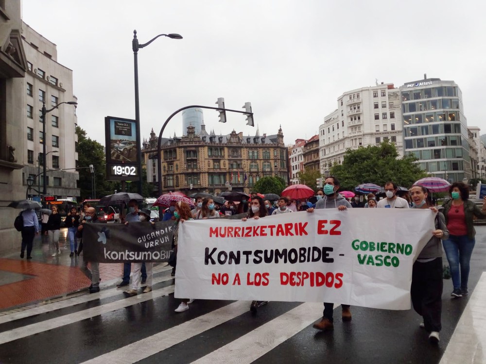 Kontsumobideko langileen manifestazioa kaleratzeen aurka irailaren 24an, Bilbon