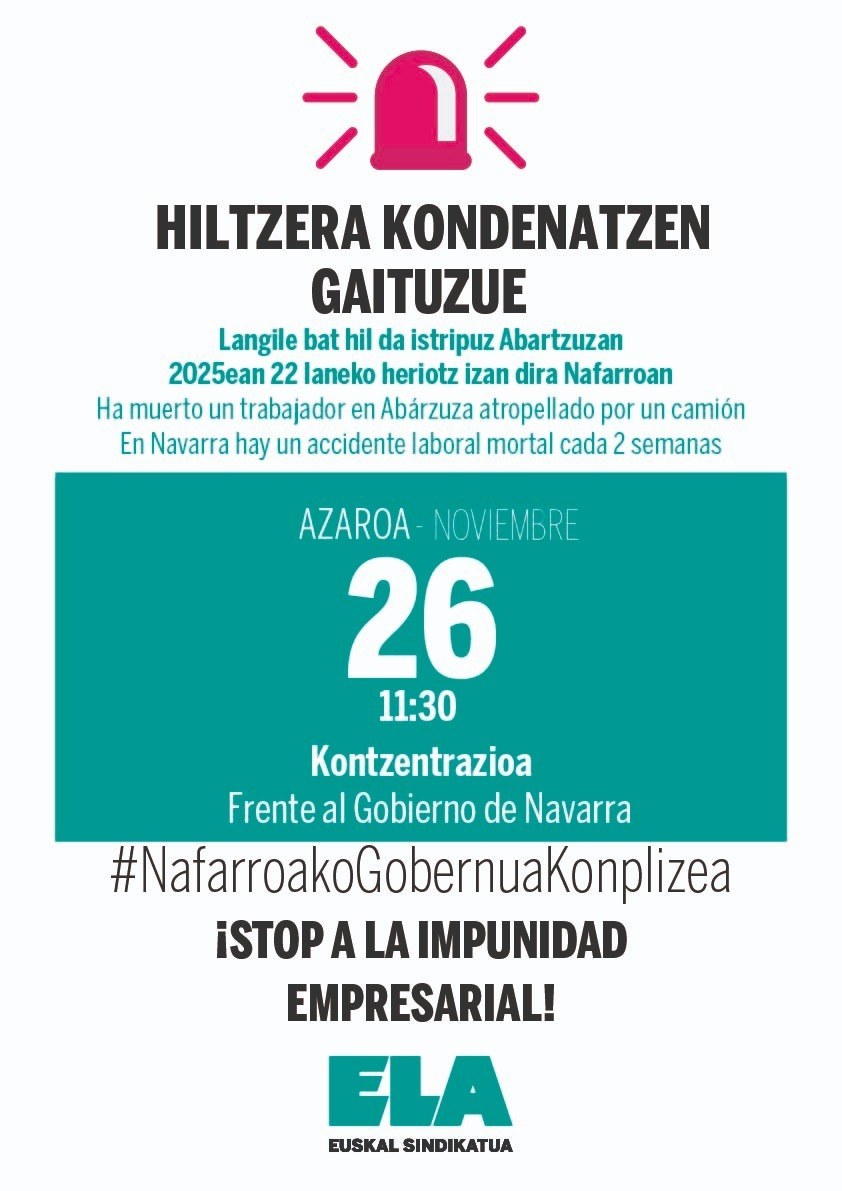 Langile bat hil da Abartzuzan lan istripuz, aurten Nafarroan izandako 22.a