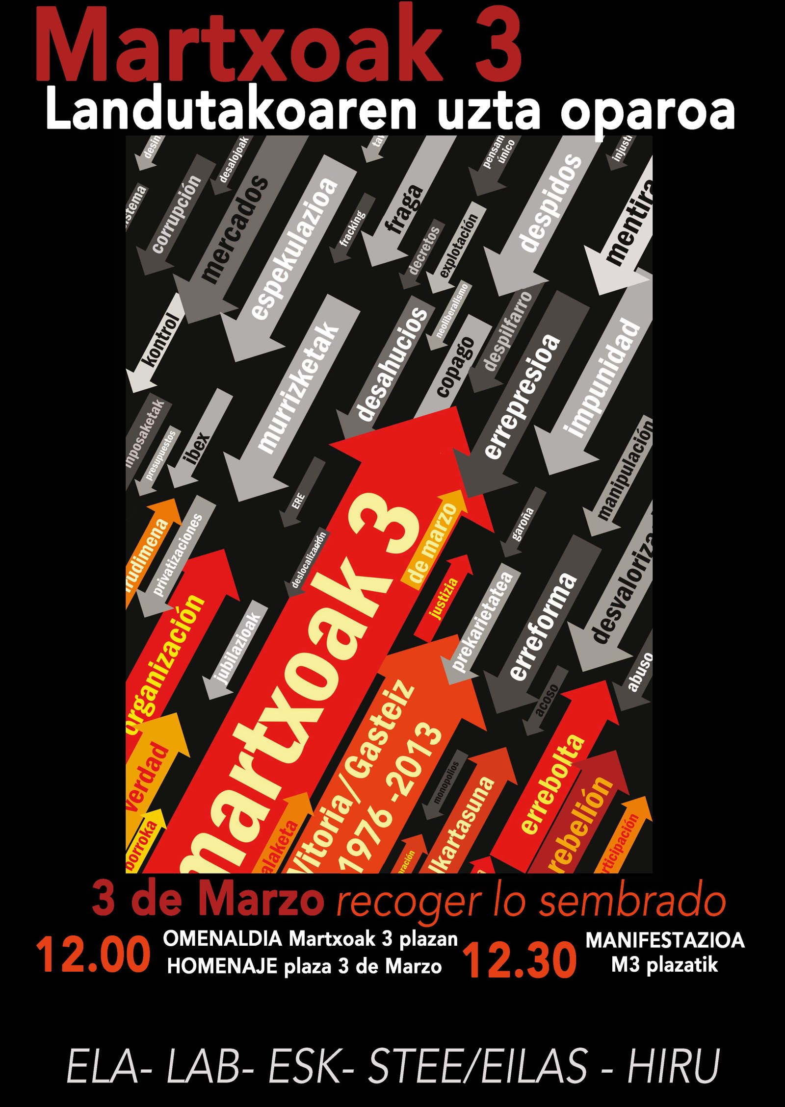 Martxoaren 3rako manfestazioa deitu du ELAk, beste hainbat sindikaturekin batera