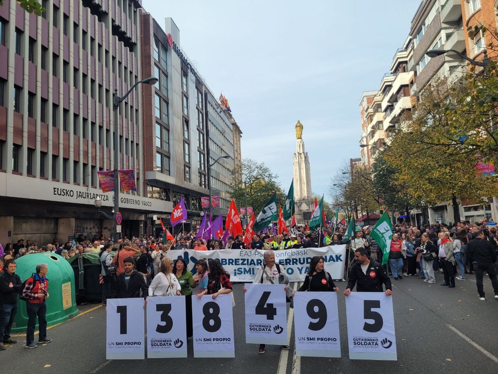 Milaka langile mobilizatu dira gutxieneko soldataren alde