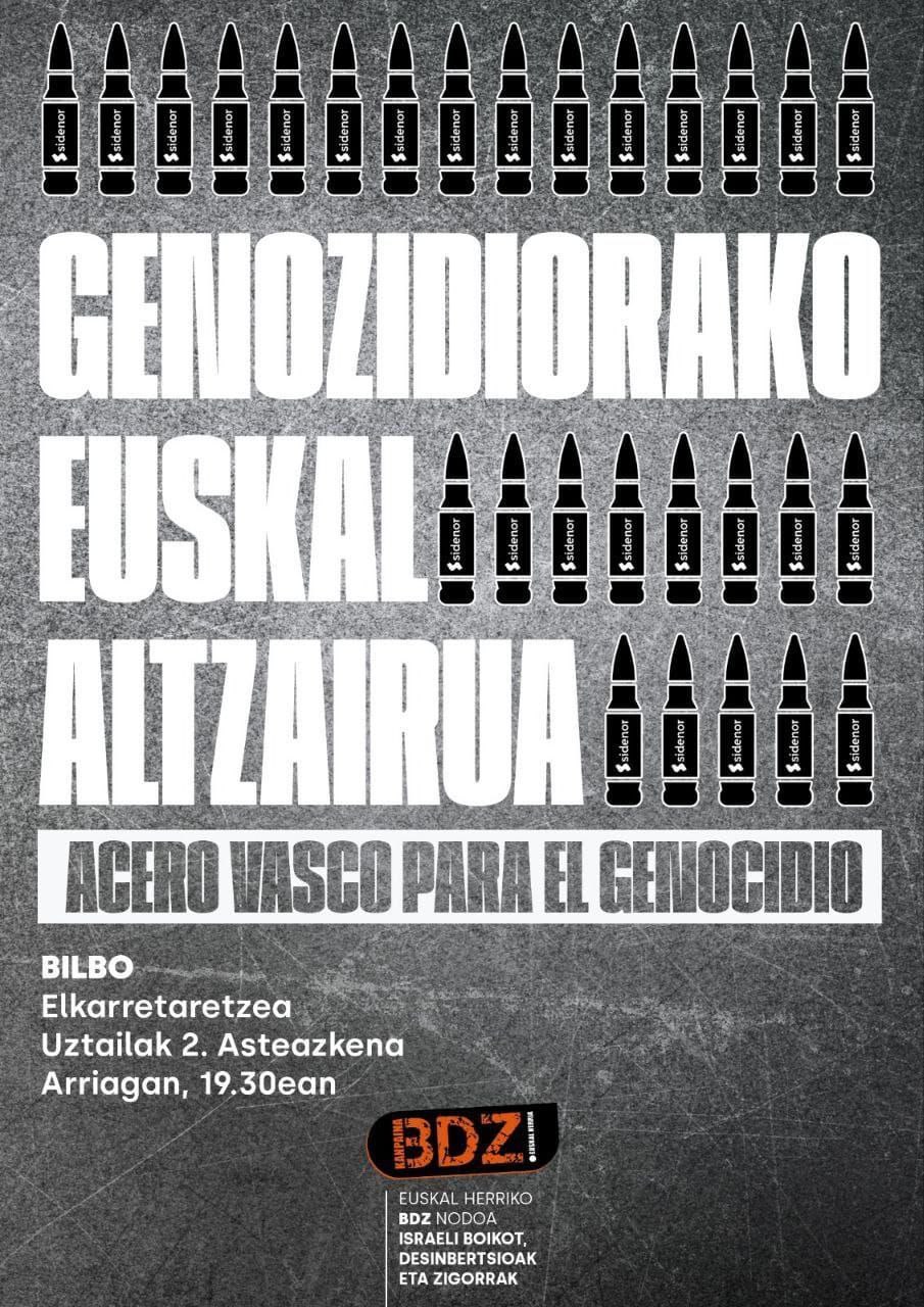 Mobilizazio sozial eta sindikalak lortu du Sidenorrek Israelera egin behar zituen bidalketak geldiaraztea Mobilizazio sozial eta sindikalak lortu du Sidenorrek Israelera egin behar zituen bidalketak geldiaraztea