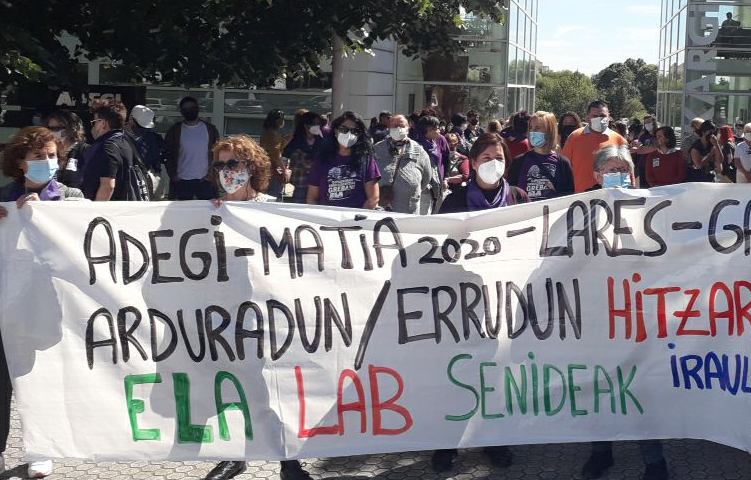 Patronalari eta Gipuzkoako Foru Aldudiari egoera desblokeatzeko eskatu diote erresidentzietako grebalariek