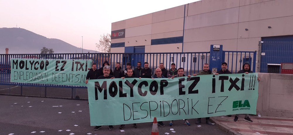 Santa Ana de Bolueta (Molycop) enpresako langileek greba hasi dute enpleguen defentsan eta deslokalizazioaren aurka