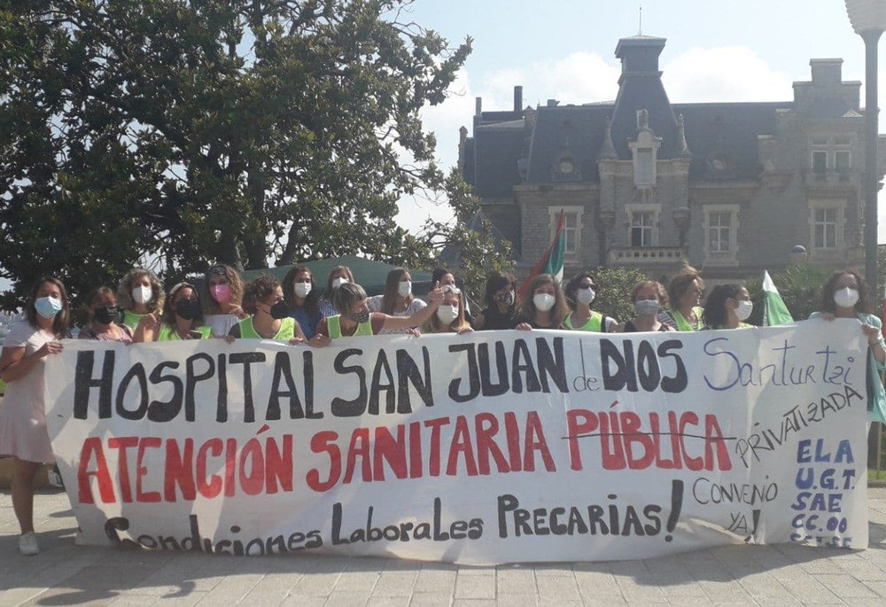 Santurtziko San Juan de Dios ospitalean deitutako greba-txanda berriaren jarraipen zabala