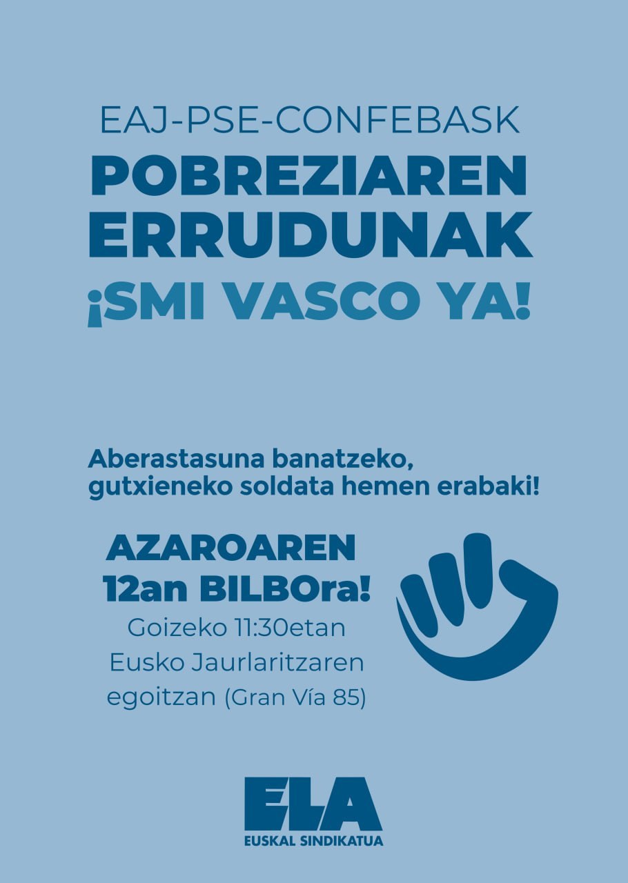 Sindikatuek Eusko Jaurlaritzaren, EAJren eta PSE-EEren aurrean protesta egingo dute