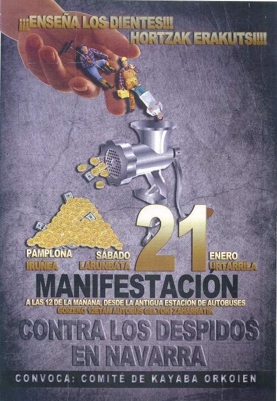 Urtarrilaren 21ean, larunbatean, manifestazioa Iruñean enpleguaren alde