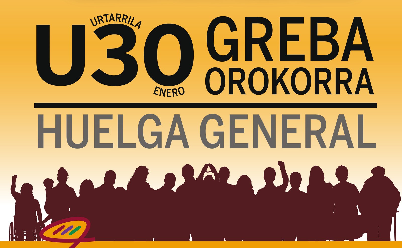 Urtarrilaren 30eko Greba Orokorra girotzen joateko manifestazioa Bilbon #U30GrebaOrokorra