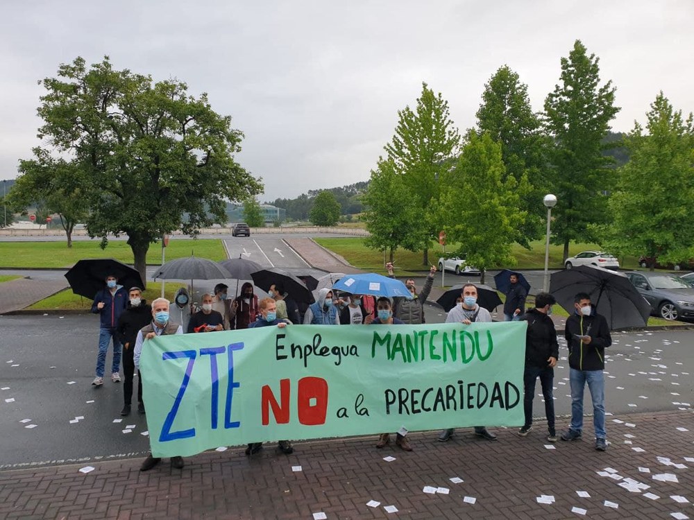 ZTEko langileen greba, enpleguaren defentsan eta haien lan-baldintza prekarioen aurka