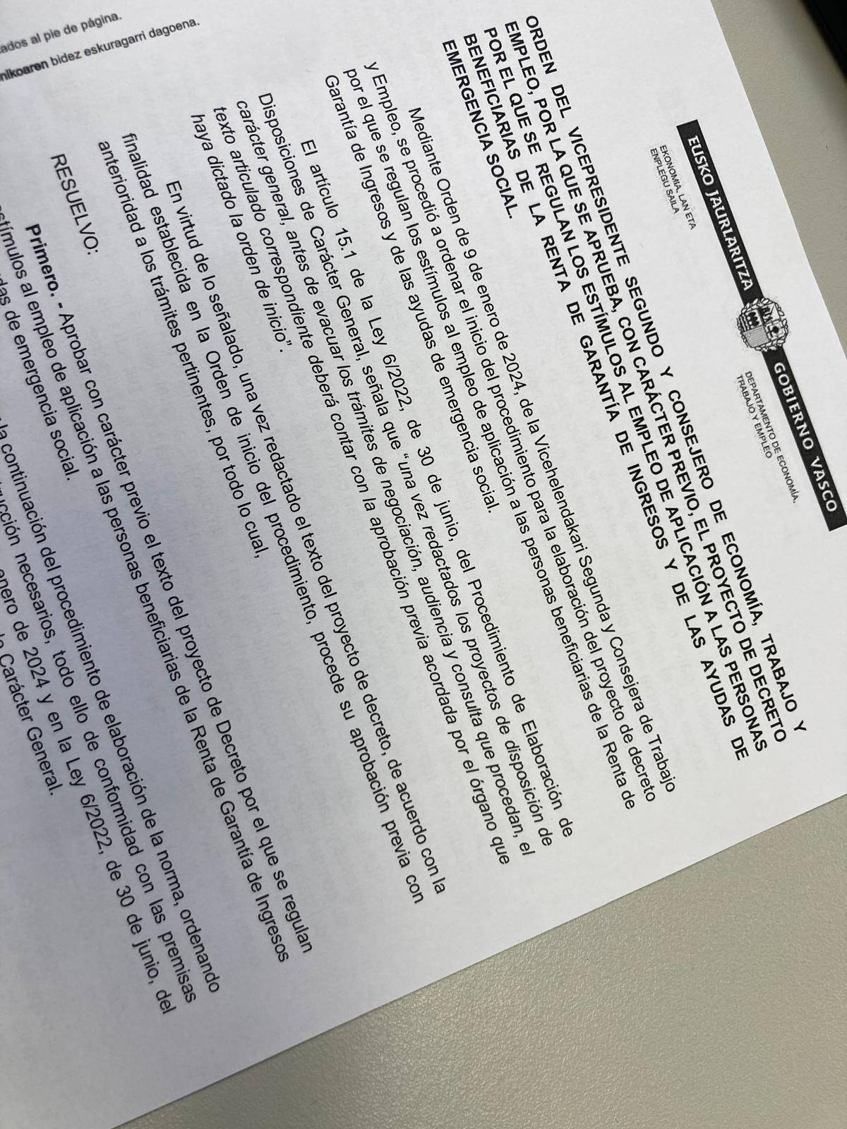 ELAk DSBEaren onuradunen enplegurako estimuak arautzen dituen dekretu proiektua errefusatzen du