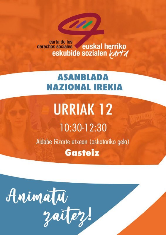 Euskal Herriko Eskubide Sozialen Kartak asanblada nazional irekia egingo du urriaren 12an Gasteizen