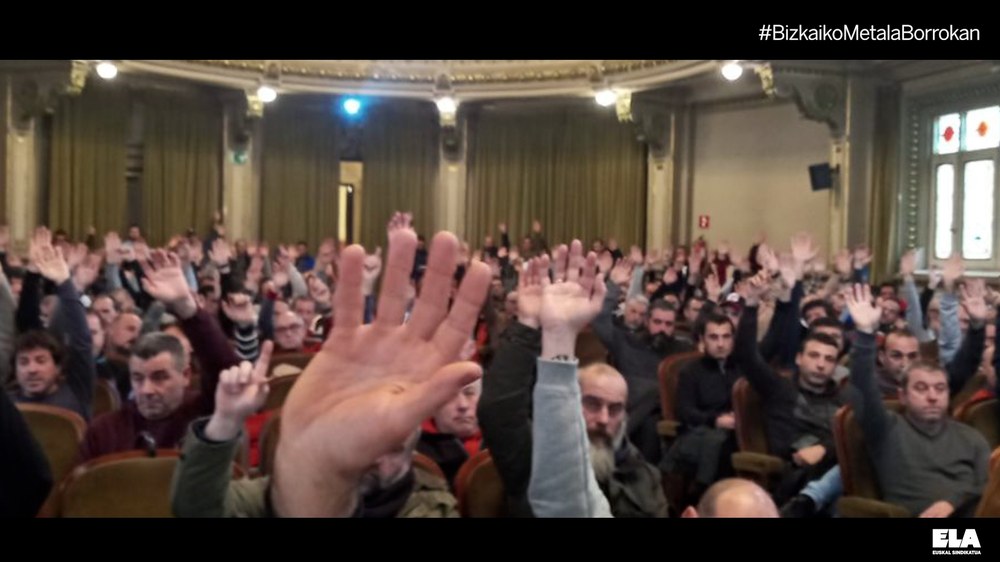 ELAko asanbladak aho batez erabaki du Bizkaiko Metaleko hitzarmena ez sinatzea.